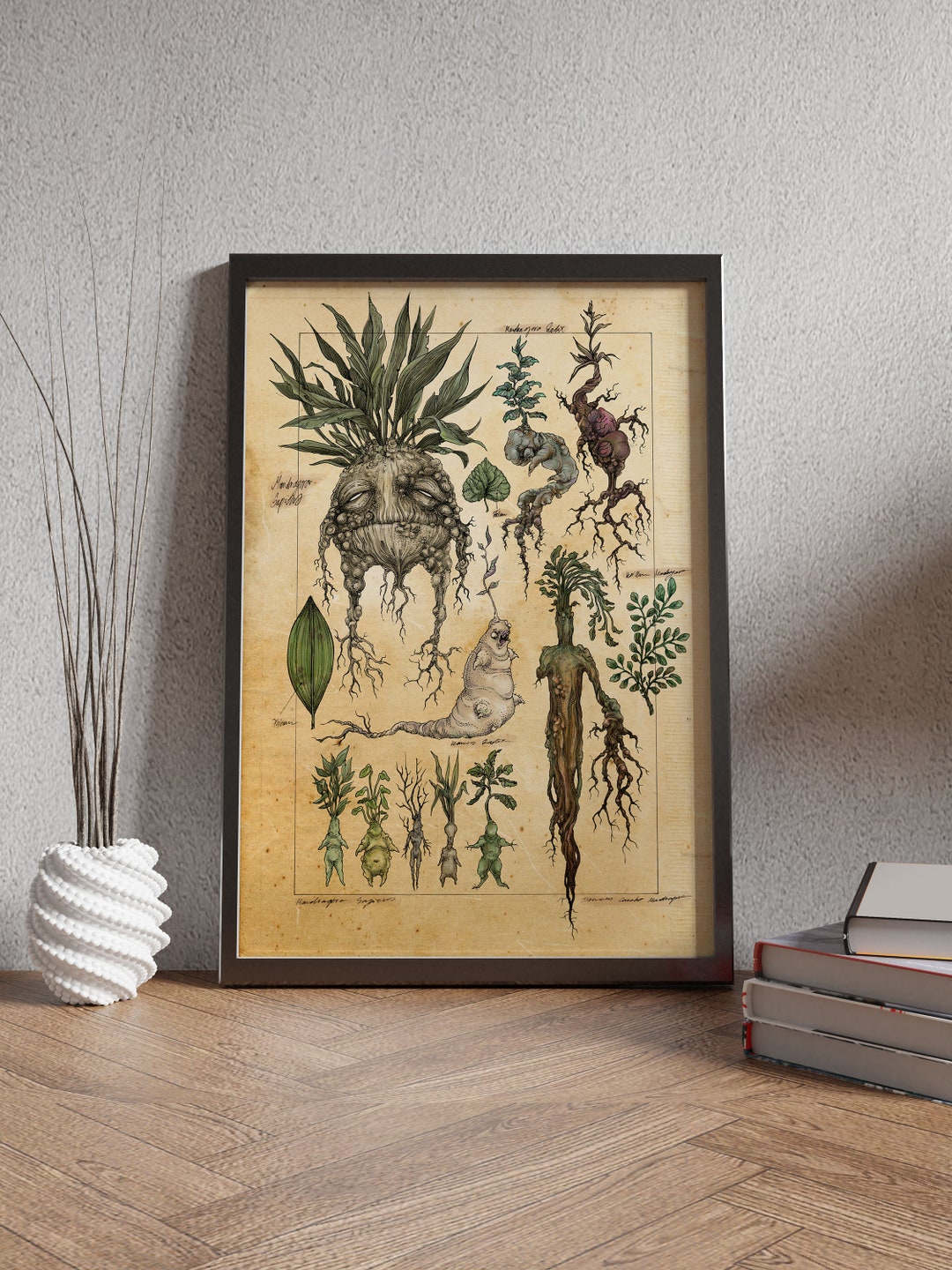 Herbology Medicinal Plant Canvas Wall Art,magic Botanical Canvas Print