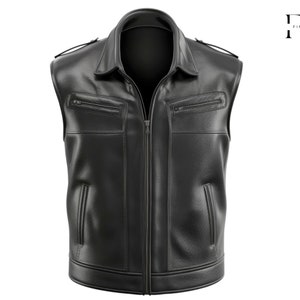 Handmade Men Leather Vest,Genuine Leather Men Black Biker Vest,Men Sleevesless Shirt,Gift For Him
