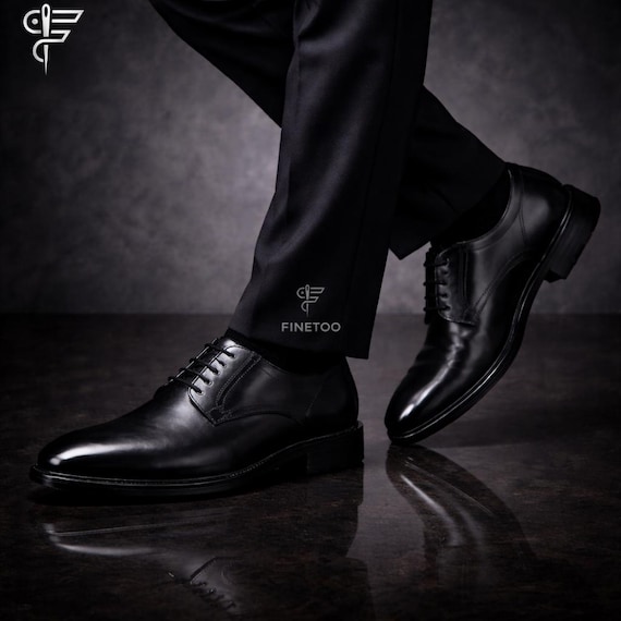 Men’s Black Leather Oxford Shoes, Formal Dress Shoes, Classic Lace-Up Shoes, Business Wedding Shoes, Handmade Leather Footwear