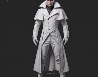 Mens Genuine Leather Vampire Tailcoat Suit: Gothic Cosplay Trench Coat