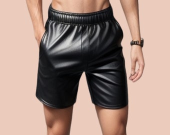 Short homme en cuir de mouton fait main,Short en cuir véritable slimfit,Short en cuir noir,Short en cuir classique,Cadeau pour lui