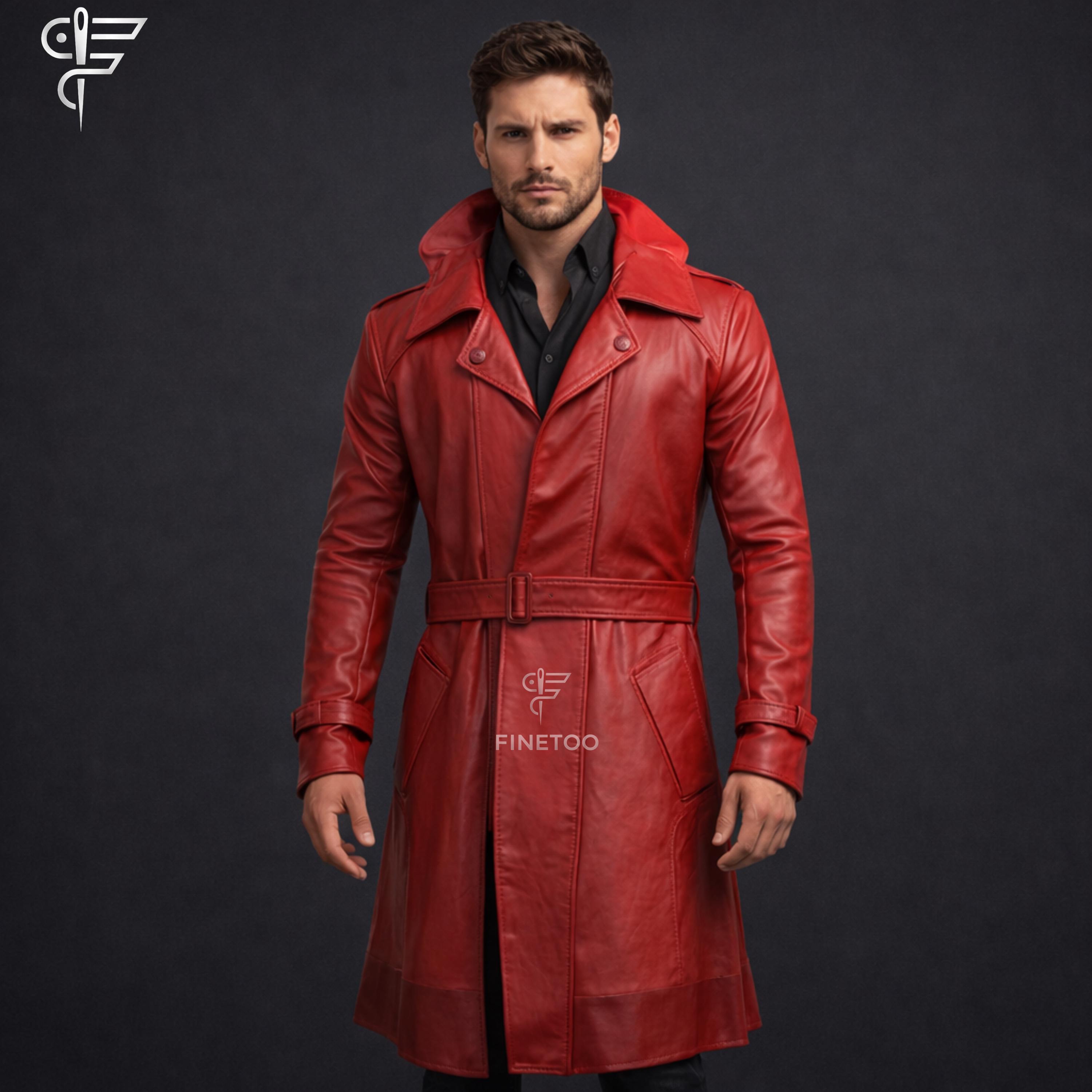 Vintage Red Leather Trench Coat - Etsy