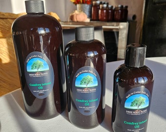 Double Infused Comfrey Oil - olive oil base - 9 oz. 16 oz. 32 oz.