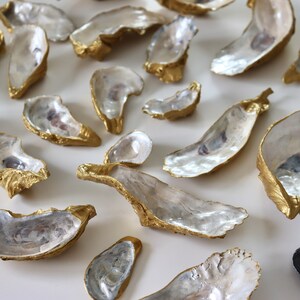 Xtra Large Pearl & Gold Oyster Shell Trinket Dish | Ring or Jewelry Dish | Proposal Gift | Handcrafted in USA