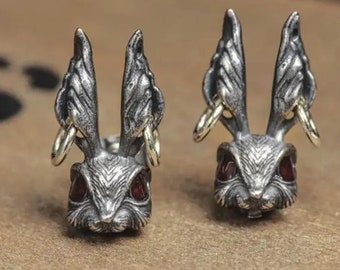 Red Eyed Rabbit Stud Earrings