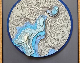 Handcrafted 3D elevation map of Canmore's Three Sister Mountains