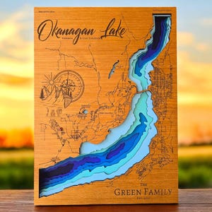Bathymetrische kaart van Lake Okanagan