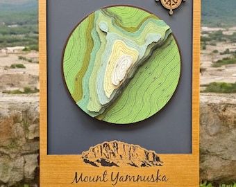 Wooden 3D Elevation Map of Yamnuksa Mountain with wood frame
