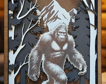 9 Layers Handcrafted Woodland Cryptic Animals Wood Art – 20" x 11.5"