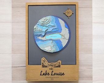 Handcrafted 3D elevation map of Lake Louise, Alberta, Canada