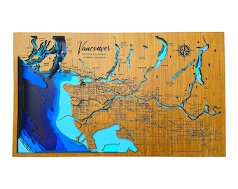 3D Bathymetry Depth  Map of Metro Vancouver and Areas