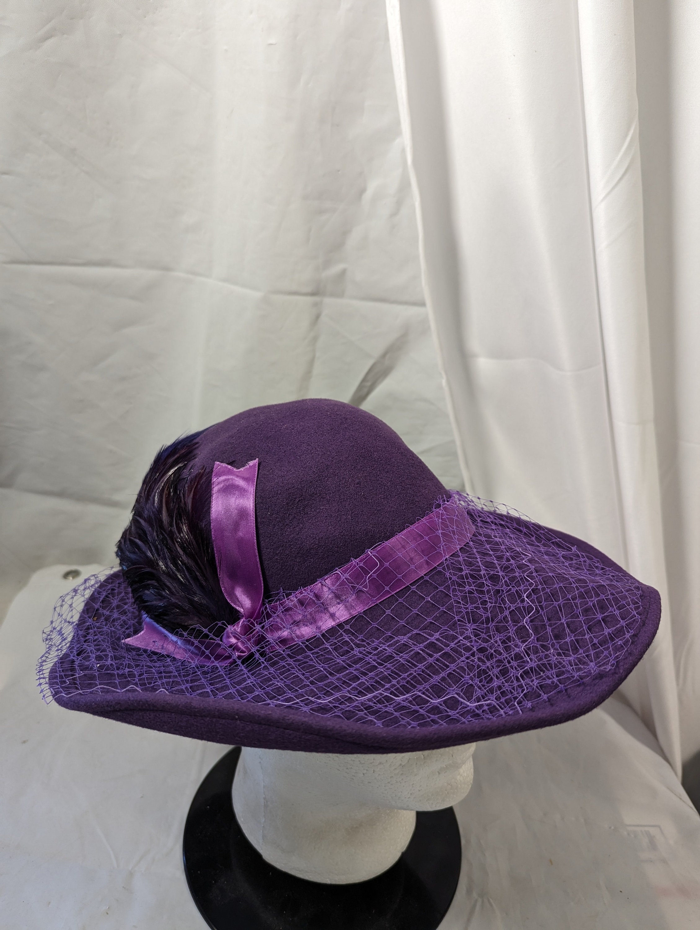 Vintage Mr. Charles Women Feather Hat 100% Wool - Etsy