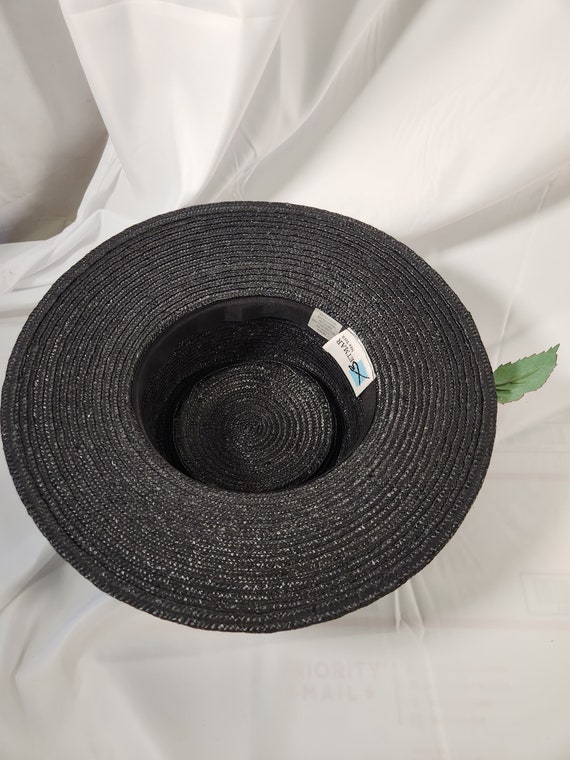 Betmar New York black straw hat w/ bow & flowers - image 5