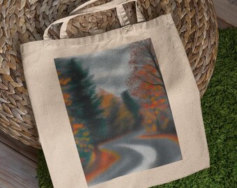 Fall Morning Drive Tote Bag - Cute Tote Bags, Aesthetic Tote Bag, Tote Bag, Book Bag, Grocery Bag, Best Tote Bag