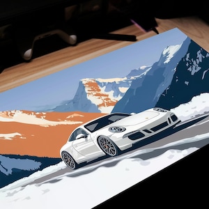 911 Snowy Mountain Car Mouse Pad - Car Mouse Pad, Mouse Pad, Gamer Mouse Pad, Desk Mat Gift, Car Gift, Best Mouse Pad, Aesthetic Mouse Pad