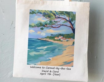 Carmel-by-the-Sea California Wedding Welcome Tote Bag - Aesthetic Tote Bag, Canvas Bag, Cute Tote Bag, California Tote Bag, Book Bag