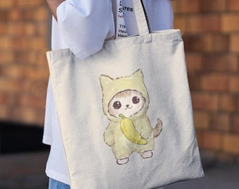 Borsa tote Banana Kitty - Borsa tote a forma di gatto, borsa tote estetica, borsa tote, la migliore borsa tote, borsa per libri, graziose borse tote