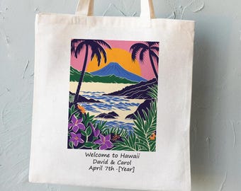Hawaii Wedding Welcome Tote Bag - Destination Wedding Tote Bags, Bridesmaid Gifts, Birthday Trip Tote Bag, Bachelorette Party Bag