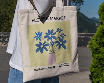 Aesthetic Flower Tote Bag - Cute Tote Bags, Grocery Bag, Cute Book Bag, Best Tote Bags