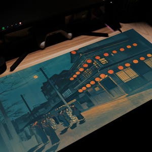 Nighttime Kyoto Desk Mat - Cute Mouse Pads, Cool Mouse Pads, Mouse Pads, Aesthetic Mouse Pads, Mouse Pad