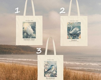 Birth Month Flower Personalized Tote Bags for Women, Cute Canvas Tote Bag, Custom Gift for Her, Bride Gift, Aesthetic Tote Bag