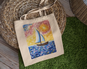 Sailboat on the Seat Tote Bag - Cute Tote Bag, Tote Bag Gift, Aesthetic Tote Bag, Canvas Bag, Tote Bag Aesthetic, Cute Tote Bag
