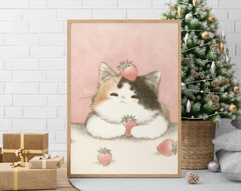 Calico Cat Strawberry Posters