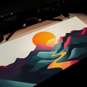 Sun Rising Over the Mountain Mouse Pad - Aesthetic Mouse Pad, Mouse Pad, Mountain Mouse Pad, Cute Mouse Pad