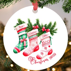 Black Family Christmas Ornament, Personalized Ornaments, Family Stocking Ornament, Sibling Christmas,Ornaments, Keepsake, Stocking Ornament
