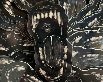 dog teeth sticker | gloss, vinyl, waterproof