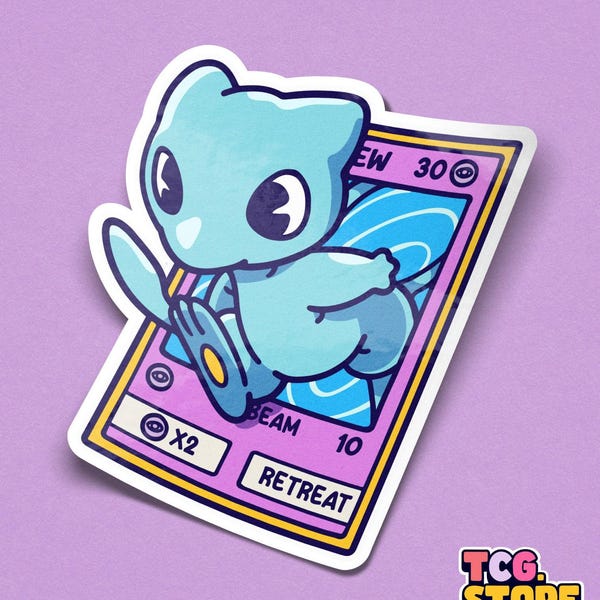 Shining Mew Vinyl Sticker, Pokemon Matte Sticker