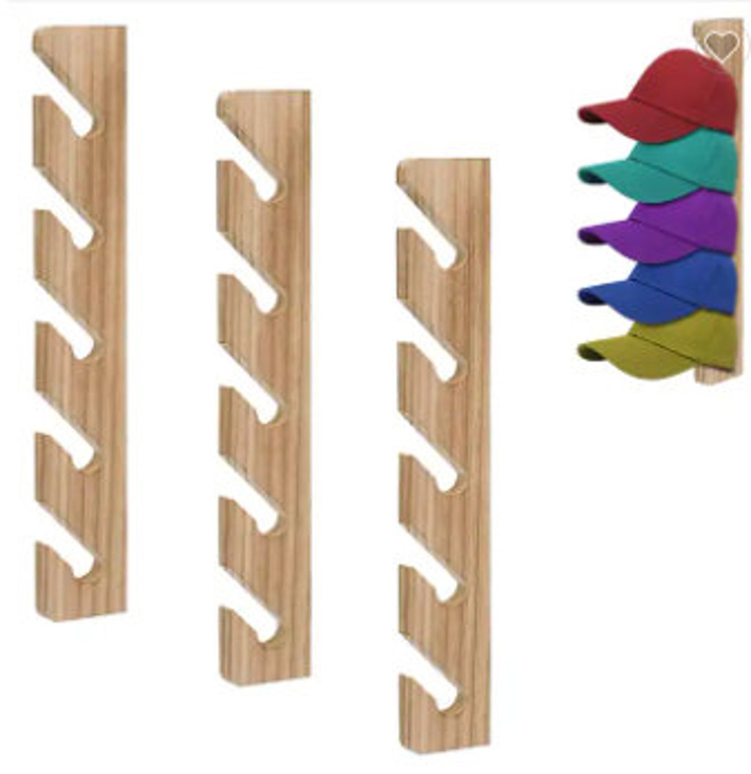 3-piece Wal Wooden Storage Rack Baseball Hat Wooden Wall - Etsy