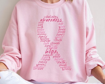 Breast Cancer Awareness Sweater Hope Shirt Pink Ribbon T-shirt Cancer Awareness Tee Cancer Survivor Sweatshirt We Wear Pink in October Faith