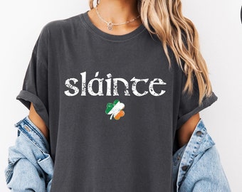 Retro Slainte Comfort Colors®Shirt, St Patricks Day Slainte Shirt, Lucky Shirt,  Shamrock Shirt, Cute Patricks Day T-Shirt, Funny Irish Tee