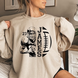 Personalized Football Sweatshirt Custom Name and Number Shirt Football Mom Crewneck Football Season Shirt