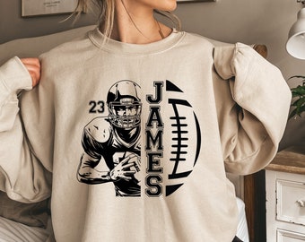 Personalized Football Sweatshirt Custom Name and Number Shirt Football Mom Crewneck Football Season Shirt