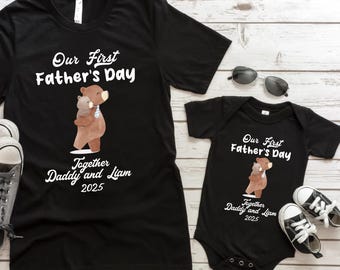 First Fathers Day Matching Shirt, Personalized Daddy and Me Tshirt, New Daddy Bear Tee, Dad Girl Boy Baby Shirt, Baby Shower Gift, New Daddy