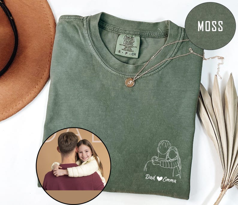 Custom Photo Shirt Comfort Colors, Custom Photo T-shirt for Dad, Father's Day Shirt, Personalized Dad Portrait Shirt, Dad Birthday Gifts, Custom Line art Shirt, Gift from Daughter, Gift from Boy, Gift for Husband, Fathers day Gifts, New Dad Gift, Father in Law Gifts, Custom Outline Crewneck