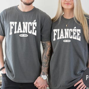 Comfort Colors® Custom Fiance  and Fiancee  Shirt, Personalized Engagement T-shirt, Future Mr. and Mrs., Engagement Gift, Gift for Fiancee, Anniversary Gift, Couple Gift, Matching Couple Shirt.