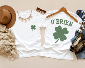 Custom Shamrock Shirt, Personalized Last Name St Patrick's Day T-shirt, Irish Drinking Shirt, Parade Shirt, Vintage Lucky Tee, Clover Shirt