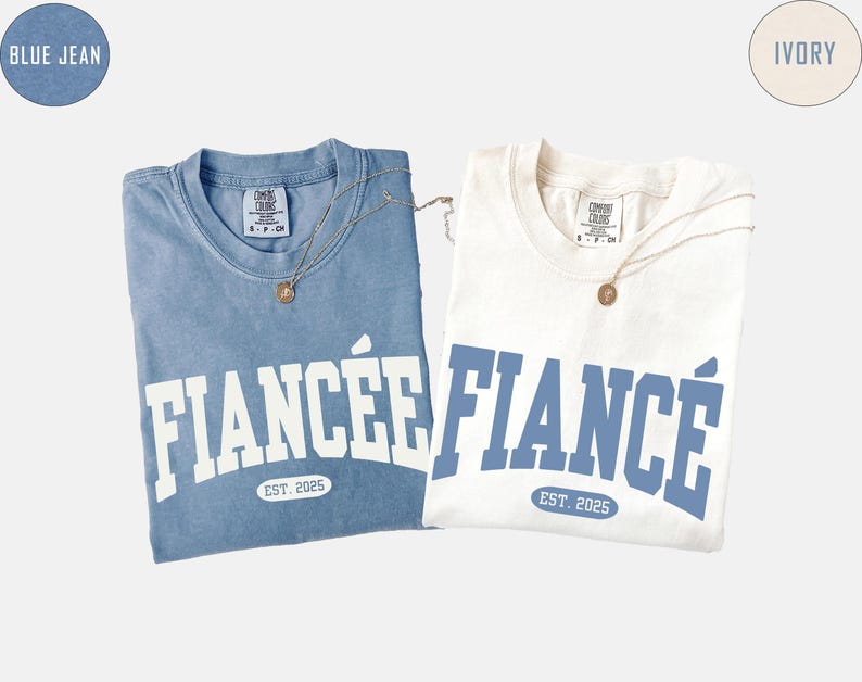 Comfort Colors® Custom Fiance and Fiancee Shirt, Personalized Engagement T-shirt, Future Mr. and Mrs., Engagement Gift, Gift for Fiancee Bild 9