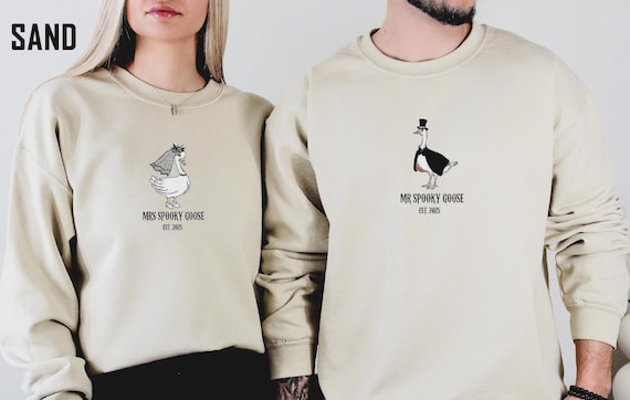 Mr Mrs Spooky Goose Halloween Sweatshirt: Newlywed Gift, Newlyweds Tee, Honeymoon Shirt, Hubby Wifey Shirt, Wedding Morning Outfit
