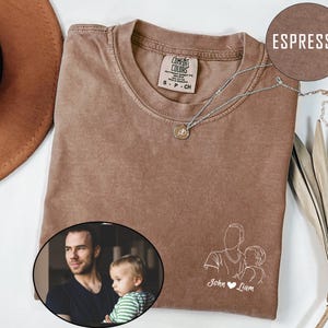 Custom Photo Shirt Comfort Colors, Custom Photo T-shirt for Dad, Father's Day Shirt, Personalized Dad Portrait Shirt, Dad Birthday Gifts, Custom Line art Shirt, Gift from Daughter, Gift from Boy, Gift for Husband, Fathers day Gifts, New Dad Gift, Father in Law Gifts, Custom Outline Crewneck