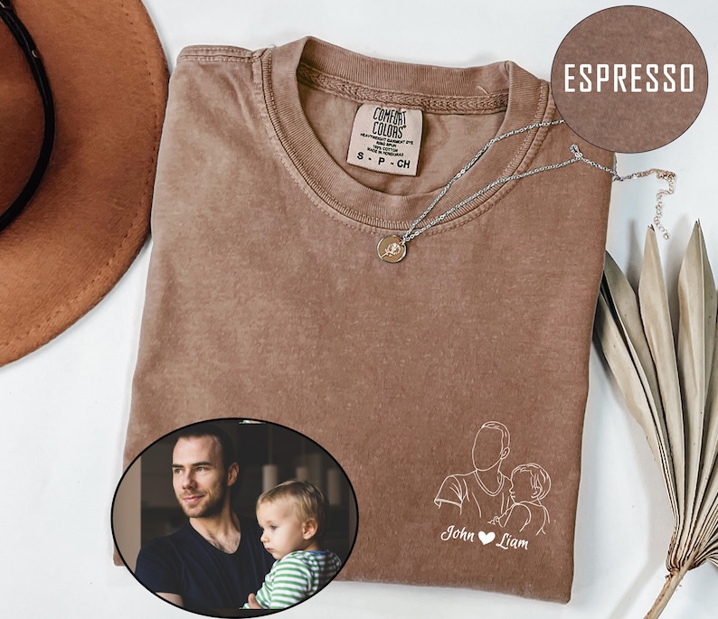 Custom Photo Shirt Comfort Colors, Custom Photo T-shirt for Dad, Father's Day Shirt, Personalized Dad Portrait Shirt, Dad Birthday Gifts, Custom Line art Shirt, Gift from Daughter, Gift from Boy, Gift for Husband, Fathers day Gifts, New Dad Gift, Father in Law Gifts, Custom Outline Crewneck
