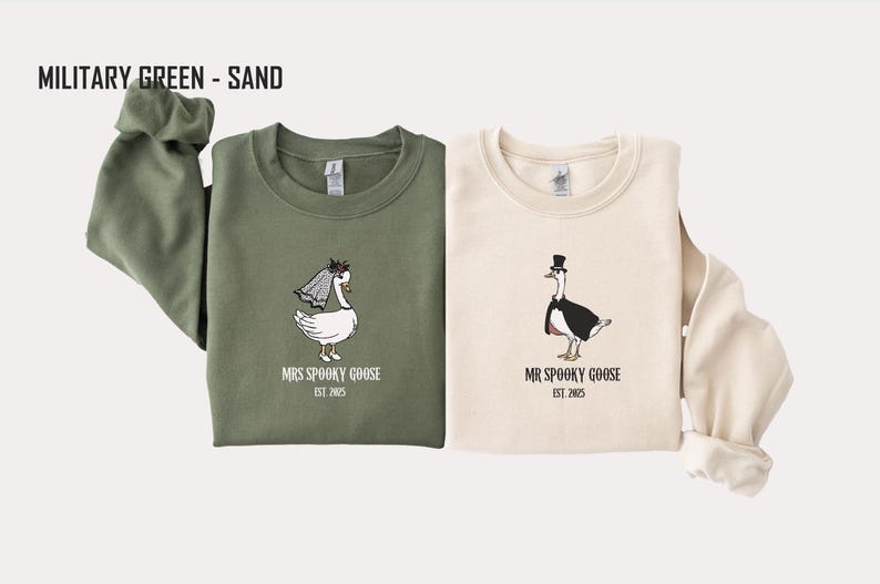 Our "MR & MRS SILLY GOOSE" matching sweatshirts are the perfect way to celebrate love with a side of humor. Featuring hand-drawn, adorable geese (complete with veil and all!) and the cute title “Silly Goose,” these cozy sweaters are sure to bring smiles wherever you go.