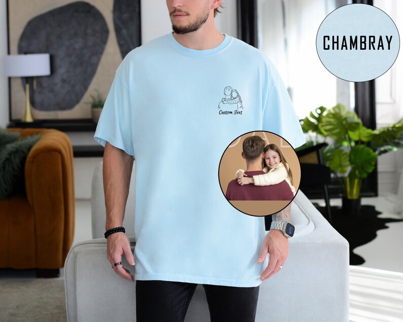Custom Photo Shirt Comfort Colors, Custom Photo T-shirt for Dad, Father's Day Shirt, Personalized Dad Portrait Shirt, Dad Birthday Gifts, Custom Line art Shirt, Gift from Daughter, Gift from Boy, Gift for Husband, Fathers day Gifts, New Dad Gift, Father in Law Gifts, Custom Outline Crewneck
