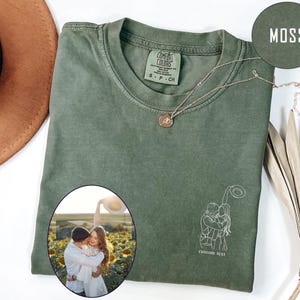 Custom Portrait Shirt Comfort Colors Custom Portrait from Photo Outline Photo T-shirt Couple Line Art Crewneck Bridal Portrait Tee Line Art