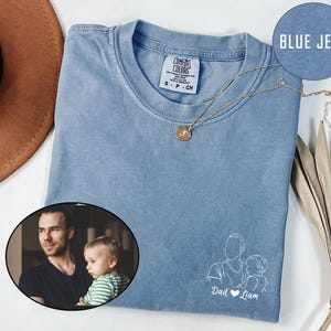 Custom Photo Shirt Comfort Colors, Custom Photo T-shirt for Dad, Father's Day Shirt, Personalized Dad Portrait Shirt, Dad Birthday Gifts, Custom Line art Shirt, Gift from Daughter, Gift from Boy, Gift for Husband, Fathers day Gifts, New Dad Gift, Father in Law Gifts, Custom Outline Crewneck