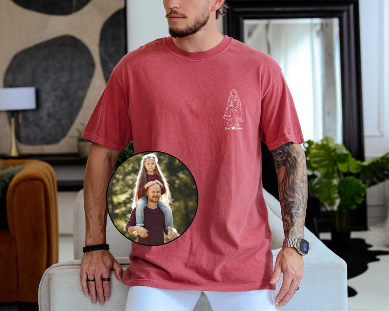 Custom Photo Shirt Comfort Colors, Custom Photo T-shirt for Dad, Father's Day Shirt, Personalized Dad Portrait Shirt, Dad Birthday Gifts, Custom Line art Shirt, Gift from Daughter, Gift from Boy, Gift for Husband, Fathers day Gifts, New Dad Gift, Father in Law Gifts, Custom Outline Crewneck