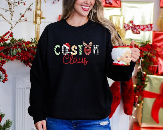 Sudadera familiar navideña personalizada, divertida camiseta navideña de  Claus, camiseta familiar a juego de Papá Noel, regalo de Navidad, atuendo